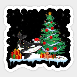 Orca Lover Christmas - Orca Wearing Santa Hat Sticker